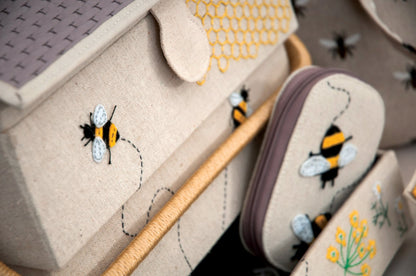 XL Beehive Sewing Box with Drawer - Extra Large Appliqué & Embroidered Storage - Home - Crafts