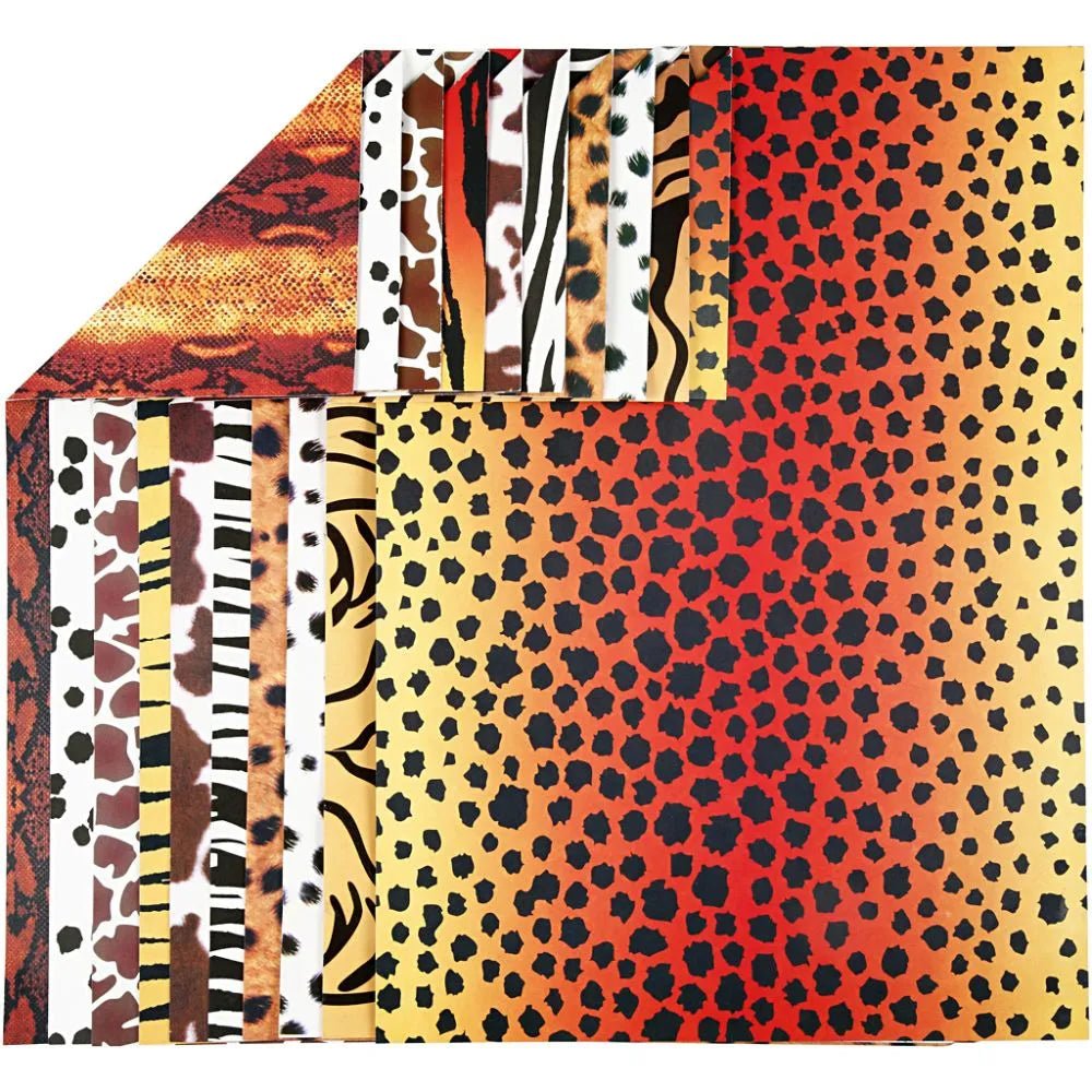 10 x A4 Card Stock Animal Print Design Double-Sided Premium Scrapbook Craft 300g