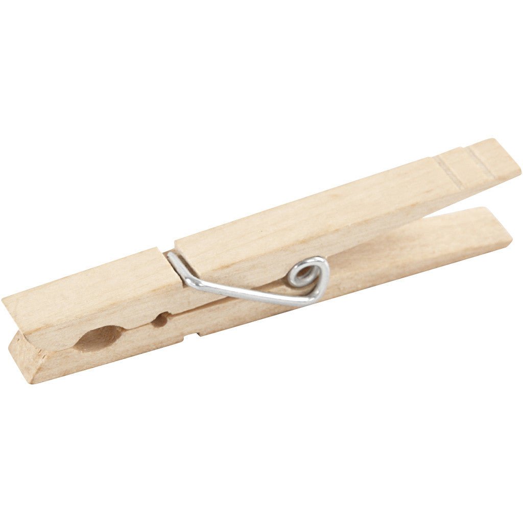 10 x Birch Wood Clothes Pegs With Metal Spiral Decoration Crafts 80 mm - Home - Crafts