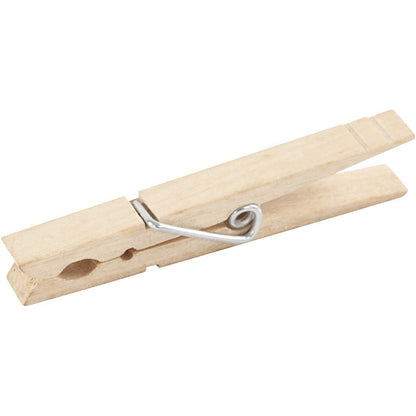 10 x Birch Wood Clothes Pegs With Metal Spiral Decoration Crafts 80 mm - Home - Crafts