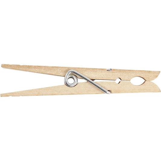 10 x Birch Wood Clothes Pegs With Metal Spiral Decoration Crafts 80 mm - Home - Crafts