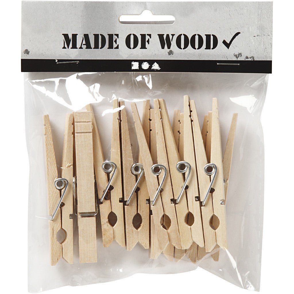 10 x Birch Wood Clothes Pegs With Metal Spiral Decoration Crafts 80 mm - Home - Crafts