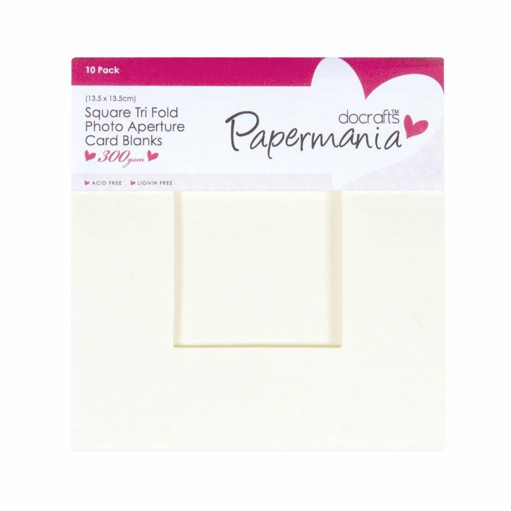 10 x Papermania Tri Fold Square Window Aperture Blank Cards Envelopes Pack Cream - Home - Crafts