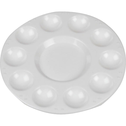 10 x Round Plastic Artists Palette With 11 Wells For Painting 17 cm - Home - Crafts