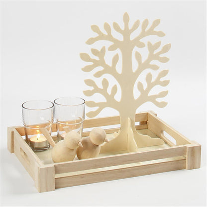 10 x Wooden Trees With Crown Crossfoot Decoration Crafts 30x21.5 cm - Home - Crafts