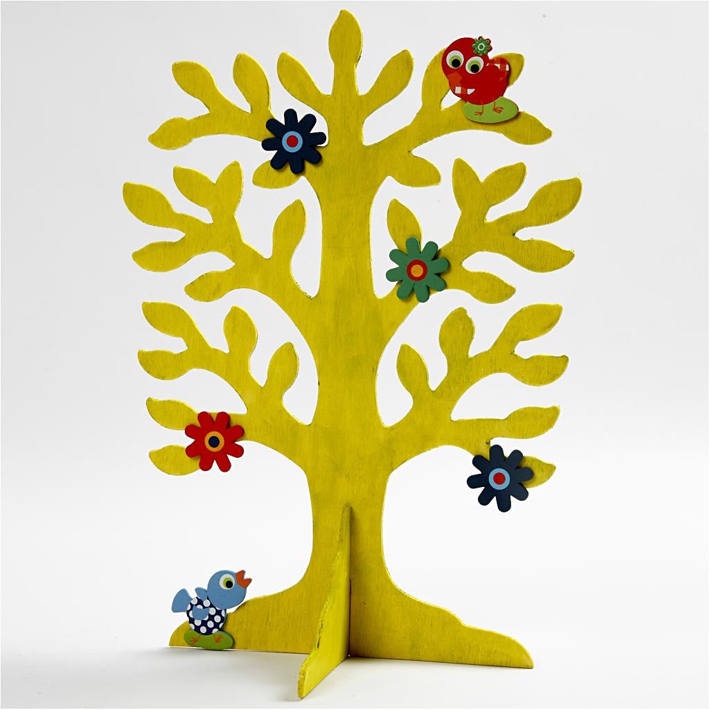 10 x Wooden Trees With Crown Crossfoot Decoration Crafts 30x21.5 cm - Home - Crafts