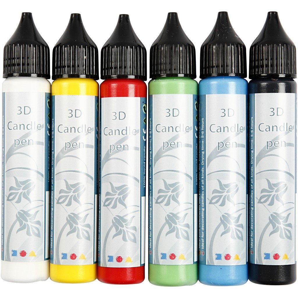6 Candle Making 3D Colours Easy Wax Pens Design Personalise Your Own Decoration - Basic - Hobby & Crafts