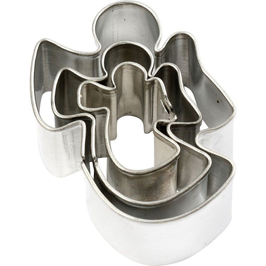 3 x Assorted Size Angel Shaped Metal Cookie Cutters Kitchen Accessories - Hobby & Crafts