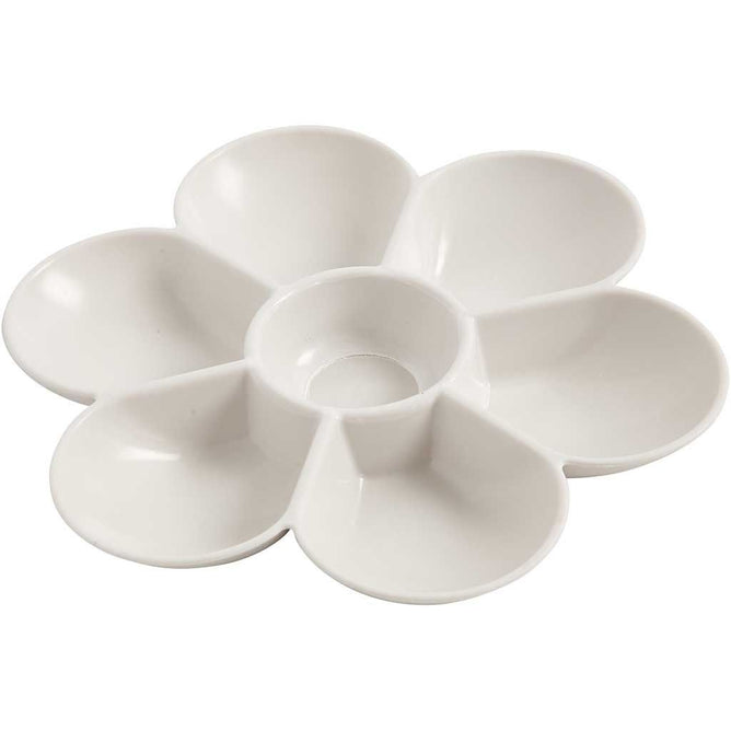 Flower Shape Plastic Artists Large Palette With 7 Wells For Painting 17.5 cm - Hobby & Crafts