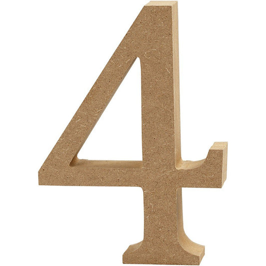Large MDF Wooden Number 8 cm - Digit 4 - Hobby & Crafts