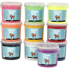 10 x Assorted Colour Modelling Material Small Beads With Plastic Buckets - Hobby & Crafts