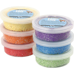 6 x Assorted Metallic Colour Small Bead Modelling Material With Plastic Tub - Hobby & Crafts