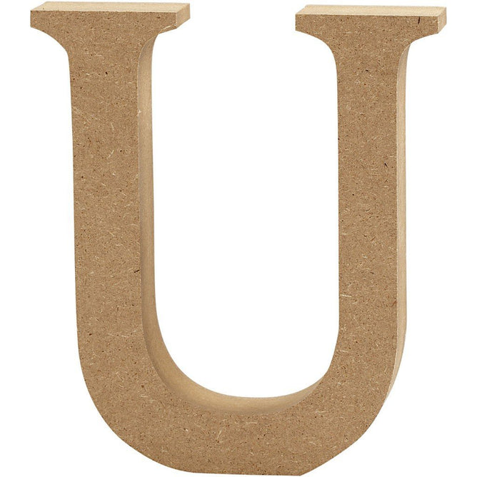 Large MDF Wooden Letter 13 cm - Initial U - Hobby & Crafts