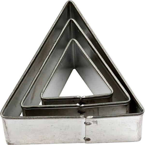 3 x Assorted Size Triangle Shaped Metal Cookie Cutters Kitchen Accessories - Hobby & Crafts