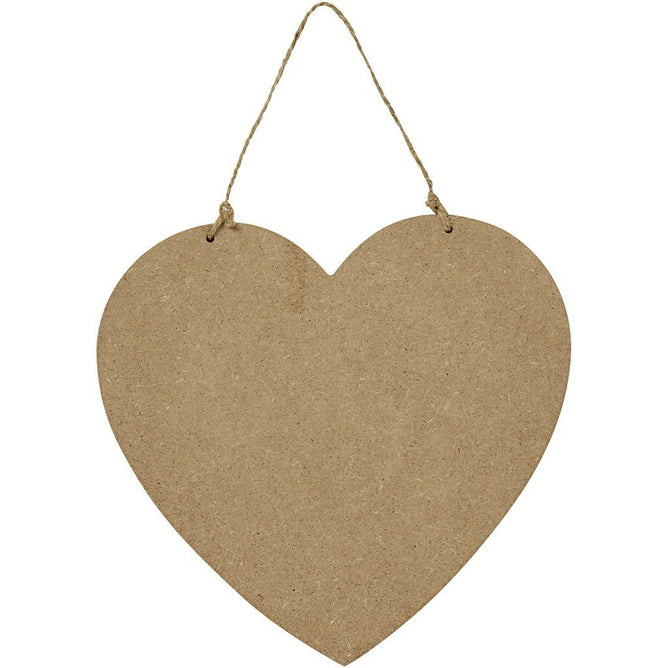 Large Wooden Heart Door Sign MDF With Natural Twine Decoration Craft - Hobby & Crafts