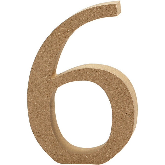 Large MDF Wooden Number 8 cm - Digit 6 - Hobby & Crafts