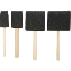 4 Assorted Size Foam Brushes For Painting With Wooden Handle - Hobby & Crafts
