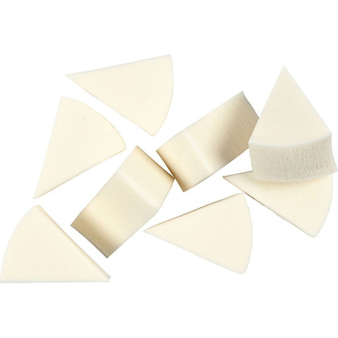 8 x Triangular White Colour Sponges For Make-Up Paint Dabbing 4 cm - Hobby & Crafts