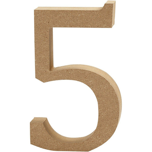 Large MDF Wooden Number 8 cm - Digit 5 - Hobby & Crafts