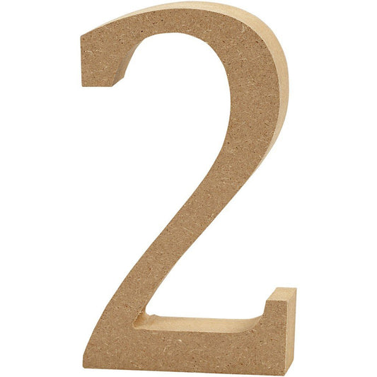Large MDF Wooden Number 8 cm - Digit 2 - Hobby & Crafts
