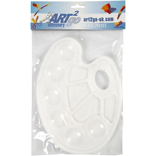 Kidney Shape Plastic Artists Palette With Thumb Hole For Painting 23.5 cm - Hobby & Crafts