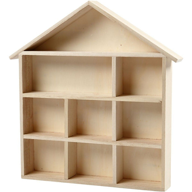 Empress Tree Wood House Shaped Shelving System With 9 Compartments - Hobby & Crafts