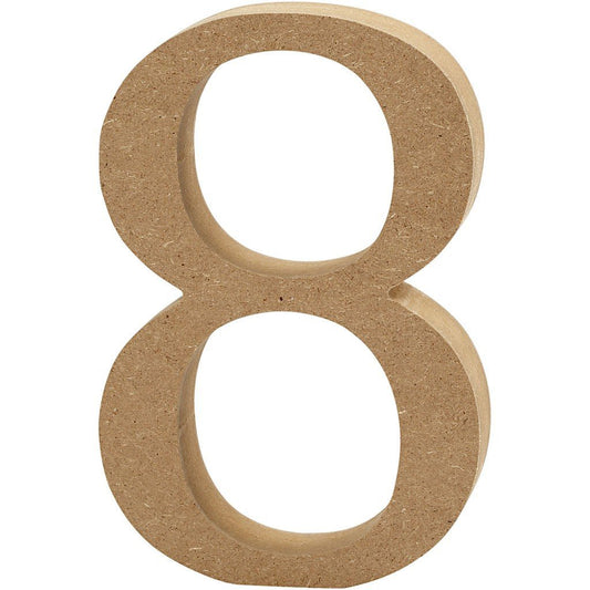 Large MDF Wooden Number 8 cm - Digit 8 - Hobby & Crafts
