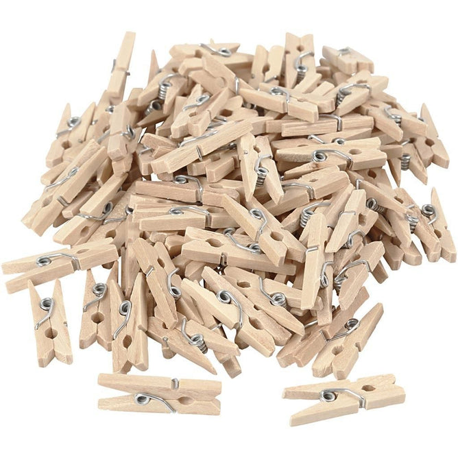 Birch Wooden Mini Clothes Pegs Utility Items Size 25 mm x 3 mm - Hobby & Crafts