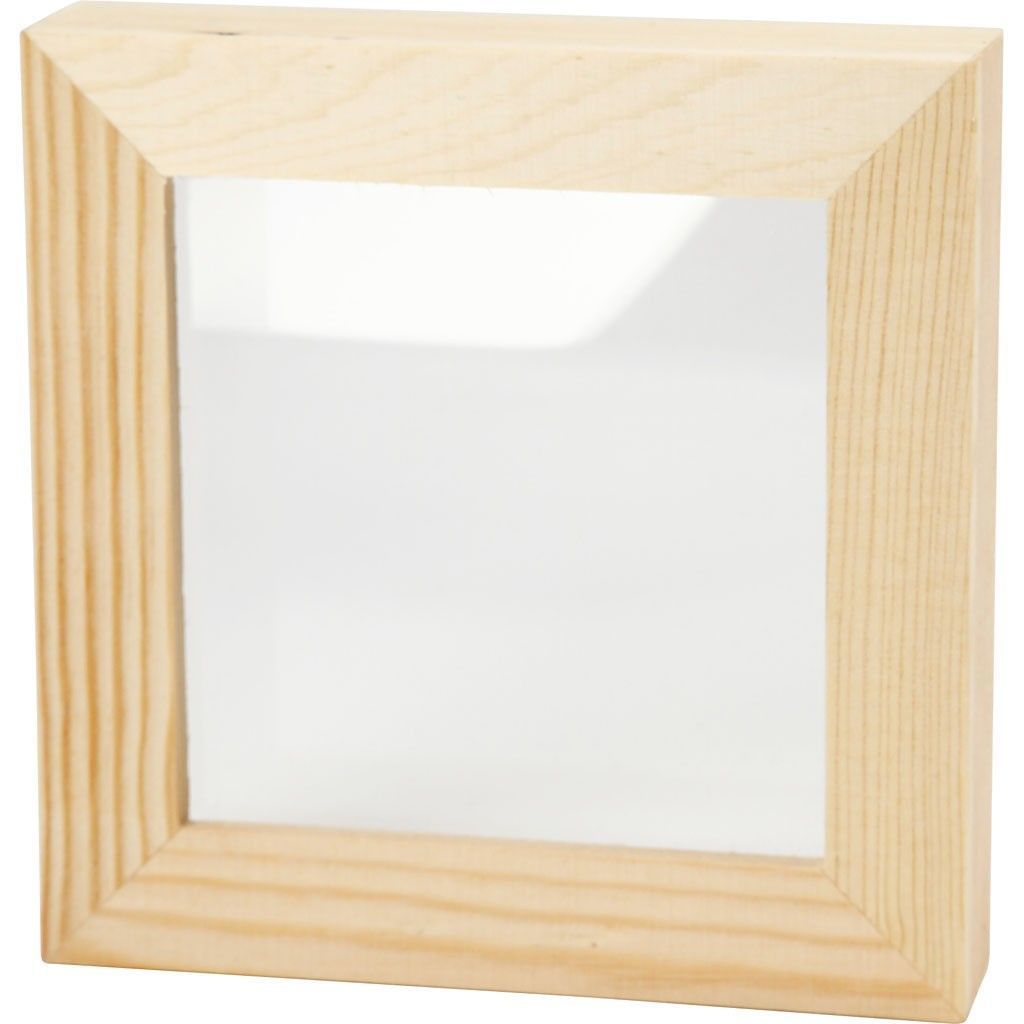 Pine Wood 3D Double Glass Frame For Photos Pictures Home Decoration 12.3 cm - Hobby & Crafts
