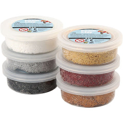6 x Assorted Metallic Colour Small Bead Modelling Material With Plastic Tub 14 g - Hobby & Crafts