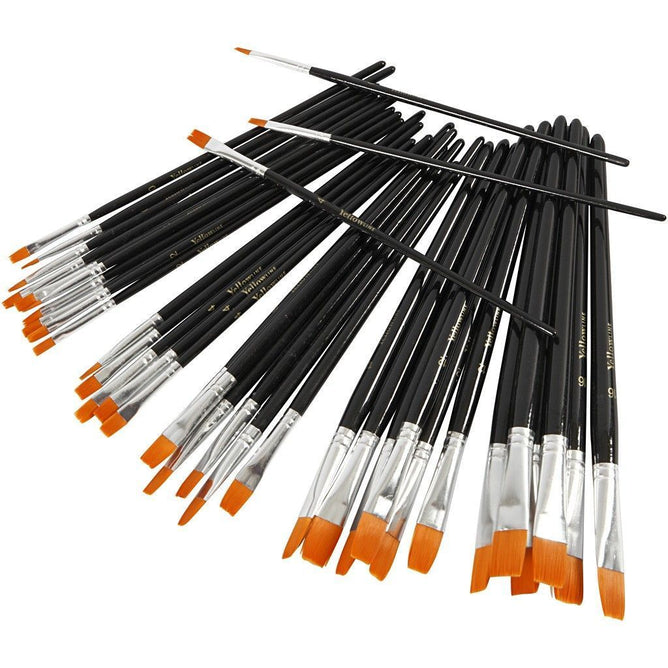 36 Assorted YellowLine Brushes For Painting With Lacquered Handle - Hobby & Crafts