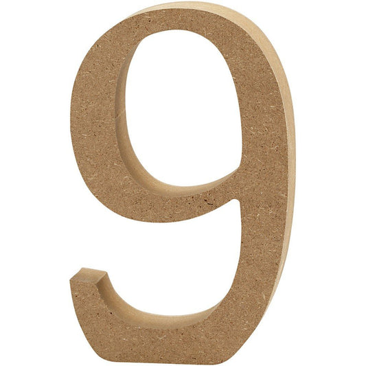 Large MDF Wooden Number 8 cm - Digit 9 - Hobby & Crafts