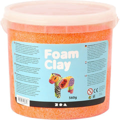 Neon Orange Colour Modelling Material Small Beads With Plastic Bucket 560 g - Hobby & Crafts