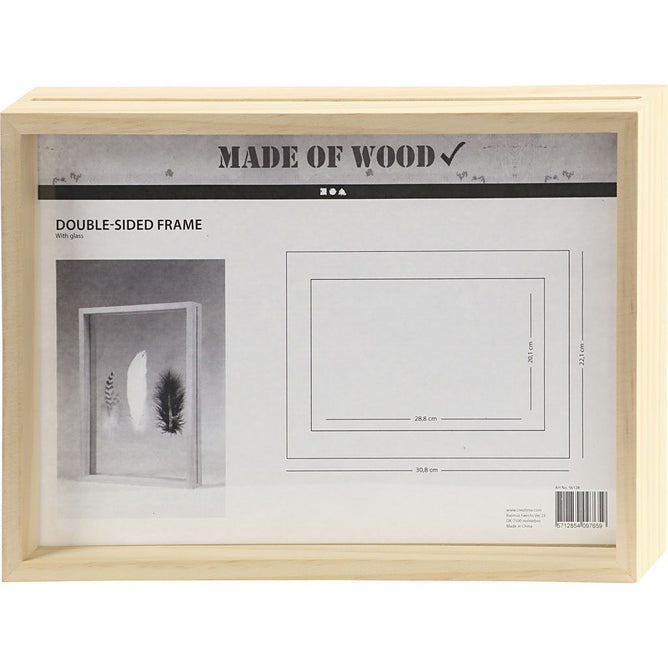 Double Sided Pine Wood A4 Frame With Glass For Photos Pictures Home Decoration - Hobby & Crafts