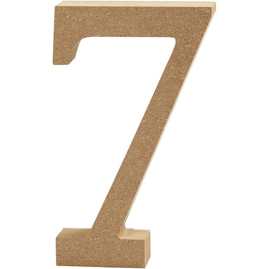 Large MDF Wooden Number 8 cm - Digit 7 - Hobby & Crafts
