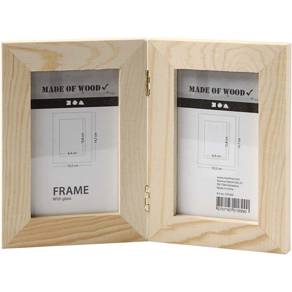 Pine Wood Glass Double Carving Frame For Photos Pictures Home Decoration 14.7 cm - Hobby & Crafts