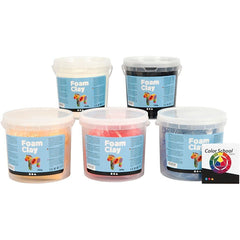 5 x Assorted Primary Colour Small Beads Modelling Material With Plastic Buckets - Hobby & Crafts