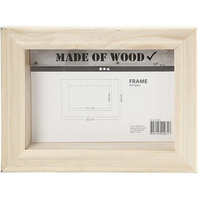 Pine Wood 3D Glass Frame For Photos Pictures Home Decoration 23.2 cm - Hobby & Crafts