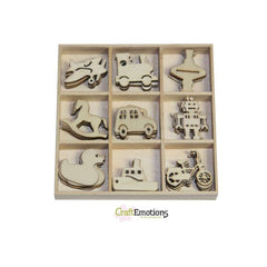 Wooden Ornament Decorations Embellishments Toppers 9 x Assorted Design Toys - Hobby & Crafts