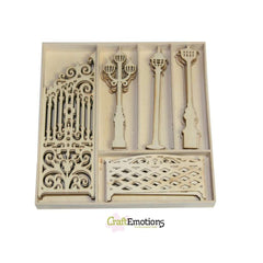 Wooden Shapes Embellishments Toppers - Fence Lantern Gates Intricate Cut - Hobby & Crafts