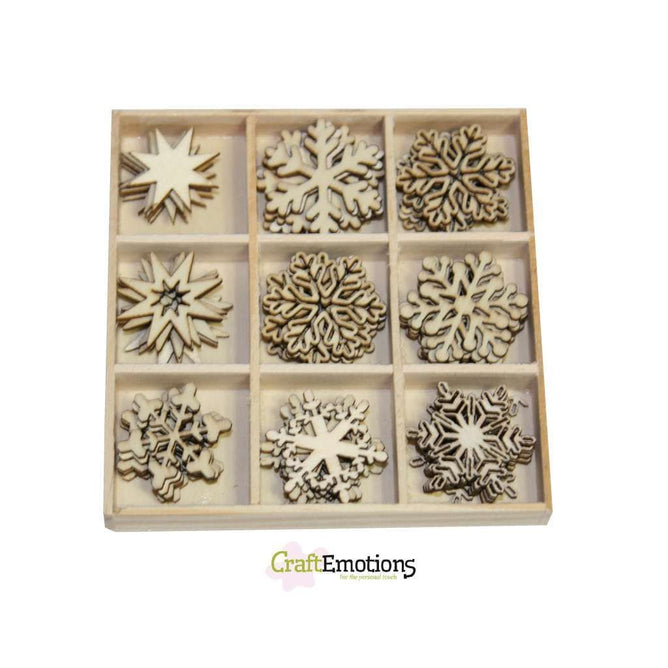 Wooden Ornament Decorations Embellishments Toppers 9 x Assorted Design Crystals - Hobby & Crafts