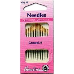Hemline Gold Eyed Needles - Crewel 8 - Hobby & Crafts