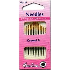 Hemline Gold Eyed Needles - Crewel 8 - Hobby & Crafts