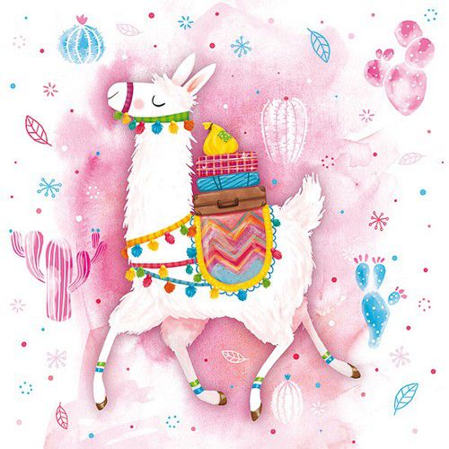 5 Napkins Lama 33x33cm Tissue Decoupage Paper Christmas Party Card Making Crafts