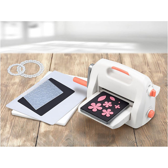 A4 Sunlit White Colour Die Cut Embossing Machine Sizzix With Plate Sheet Worktop - Hobby & Crafts