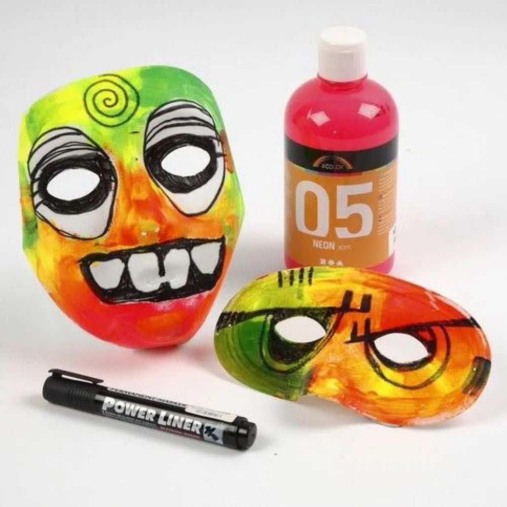12 x Full Face Form Pressed Plastic Mask With Elastic Headband To Paint Decorate
