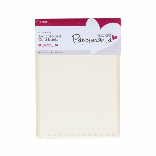 12 x Papermania Blank A6 Scalloped Cards Envelopes Rectangular Cream 10.5cmx14.8cm - Home - Crafts
