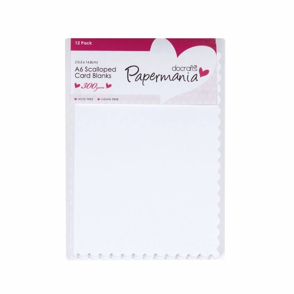 12 x Papermania Blank A6 Scalloped Cards Envelopes Rectangular White 10.5cmx14.8cm Crafts - Home - Crafts