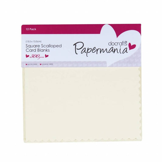 12 x Papermania Blank Scalloped Cards Envelopes Pack Square Cream 13.5cmx13.5cm - Home - Crafts