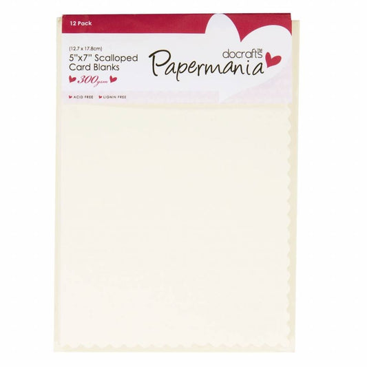 12 x Papermania Blank Scalloped Cards Envelopes Rectangular Cream 12.7cmx17.8cm Cardmaking Crafts - Home - Crafts